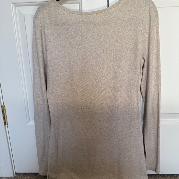 Peruvian Connection Long Pima Cotton Long Sleeve Tee Size M - Oatmeal - Picture 2 of 4